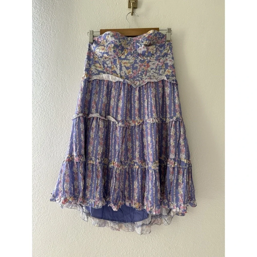 Altar'd State Floral Strapless Mini Lined  Sundress Size XL